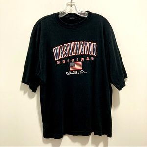 WASHINGTON Original USA Black Cotton Soft Tee Shirt Patriotic American Flag